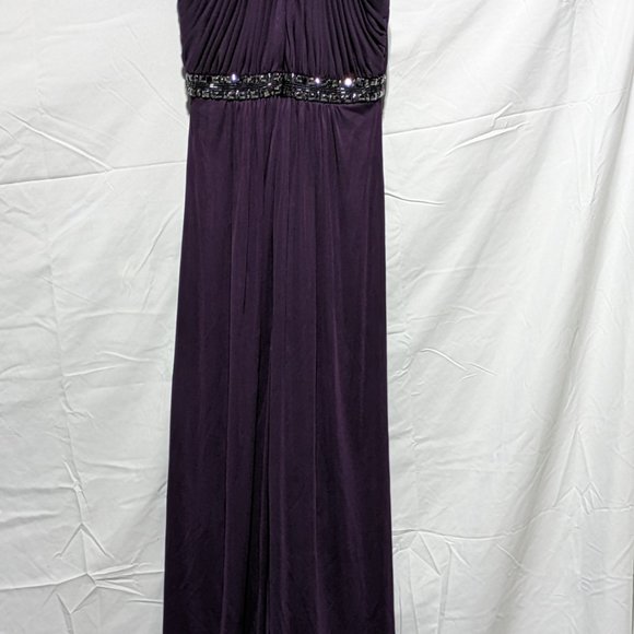Cache Size 0 Purple Evening Gown with Beaded Collar & Waist - Picture 4 of 7